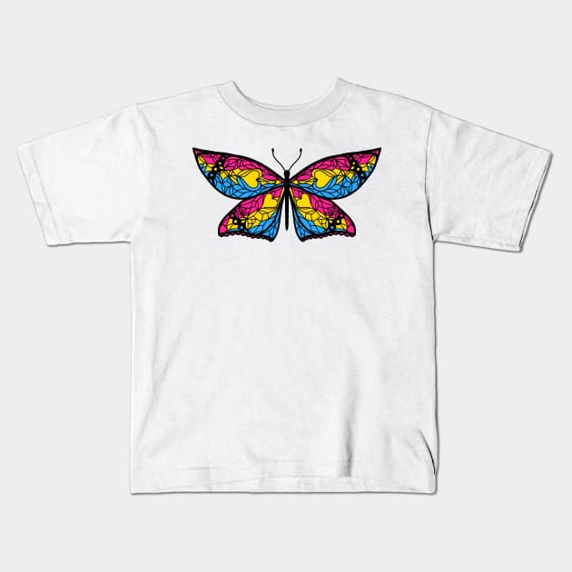 Fly With Pride: Pansexual Flag Butterfly Kids T-Shirt by StephOBrien